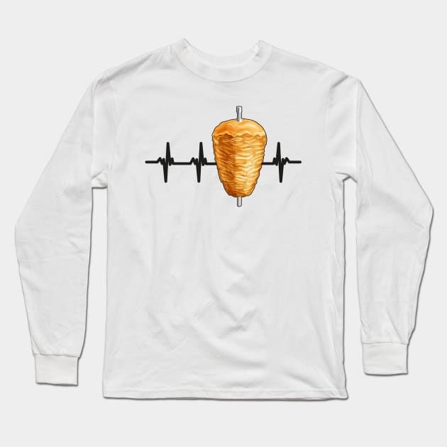 Kebab Heartbeat Pulse Turkish Food Long Sleeve T-Shirt by Foxxy Merch